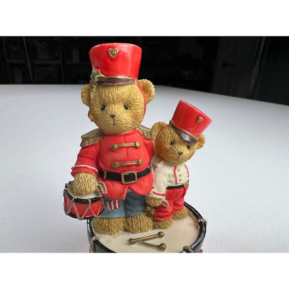 Cherished Teddies Marchin' to the Beat of Holiday Fun Red Bear Drum Figurine - Picture 7 of 10